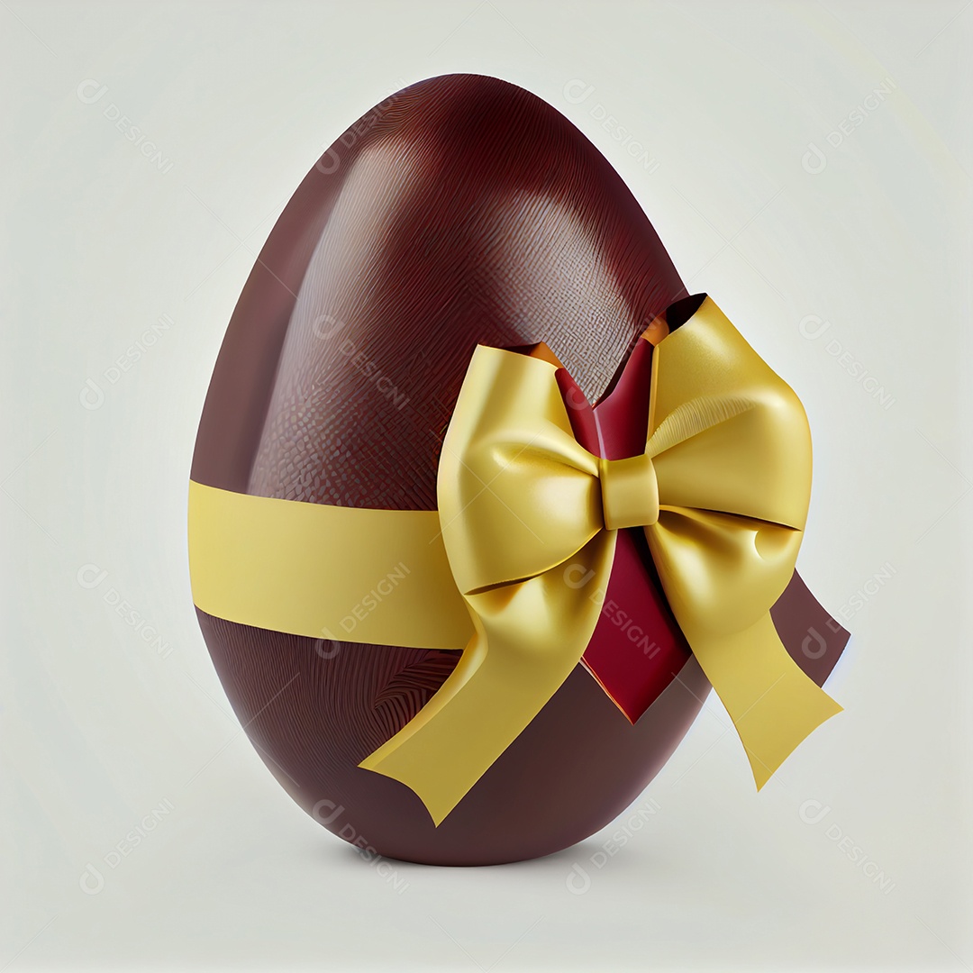 Ilustração ovo de páscoa com laço vermelho
