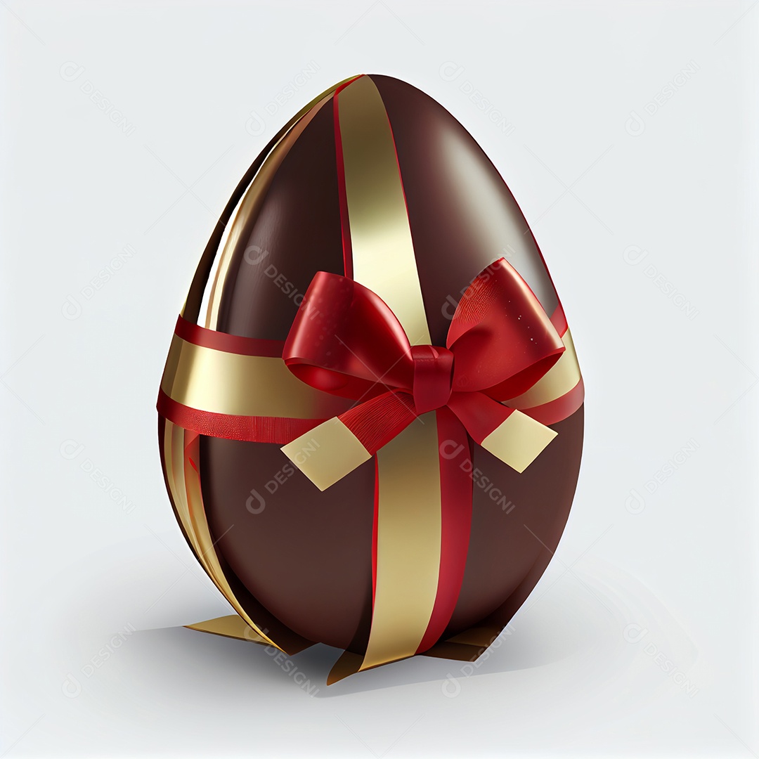 Ilustração ovo de páscoa com laço vermelho