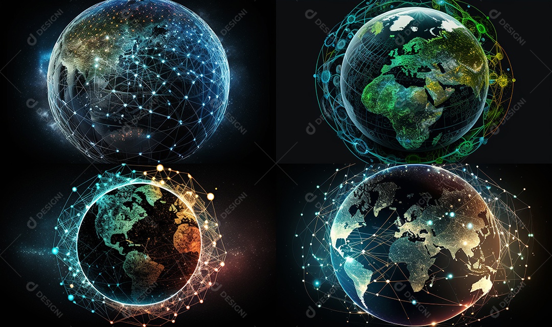Globo terrestre com linhas de comunicação