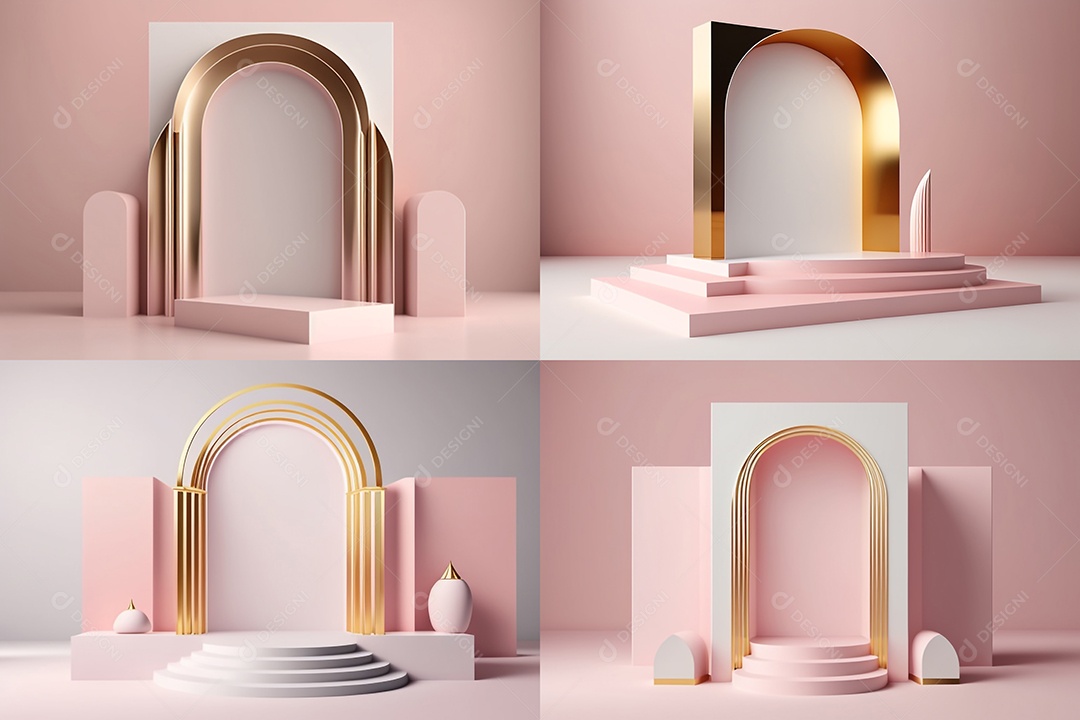 Ilustração pódio de modelo cor de rosa