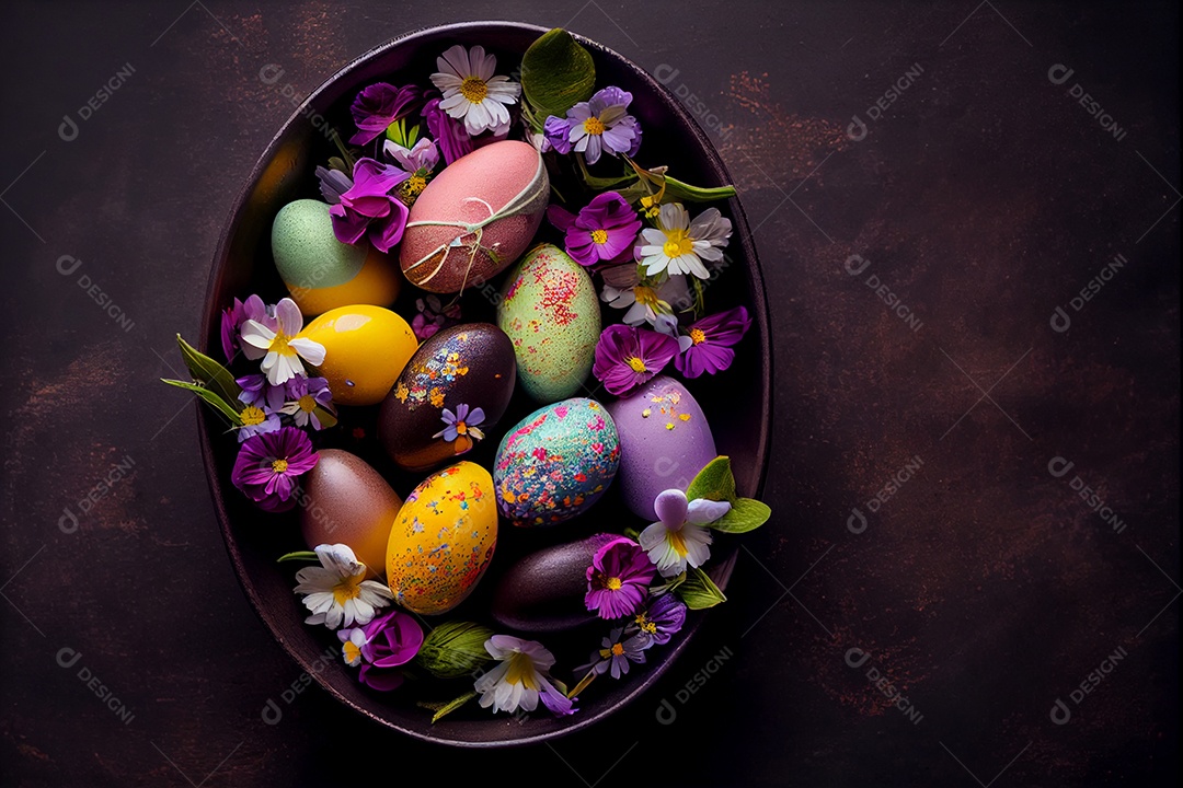 Ilustração ovos de chocolate pintados