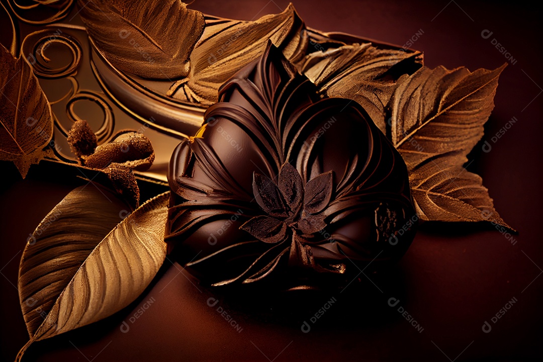 Ilustração chocolate personalizados com folha dourada