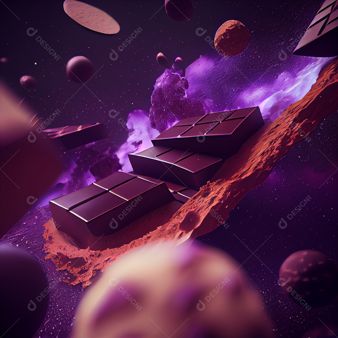 Ilustração barras de chocolate voando