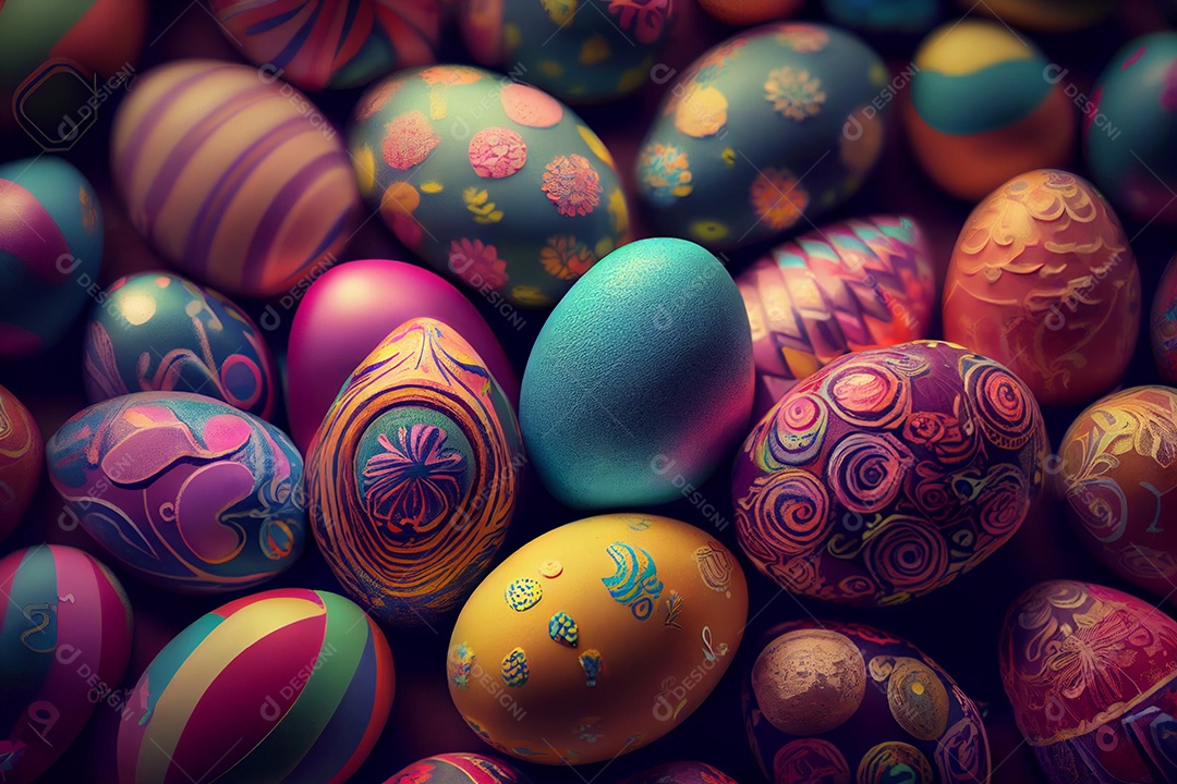 Ilustração de ovos coloridos de páscoa