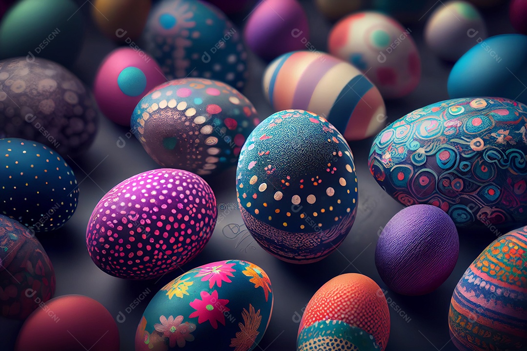 Ilustração de ovos coloridos de páscoa