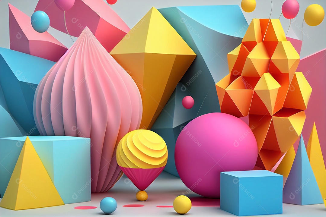 Ilustração decoração de aniversário em formas geométricas