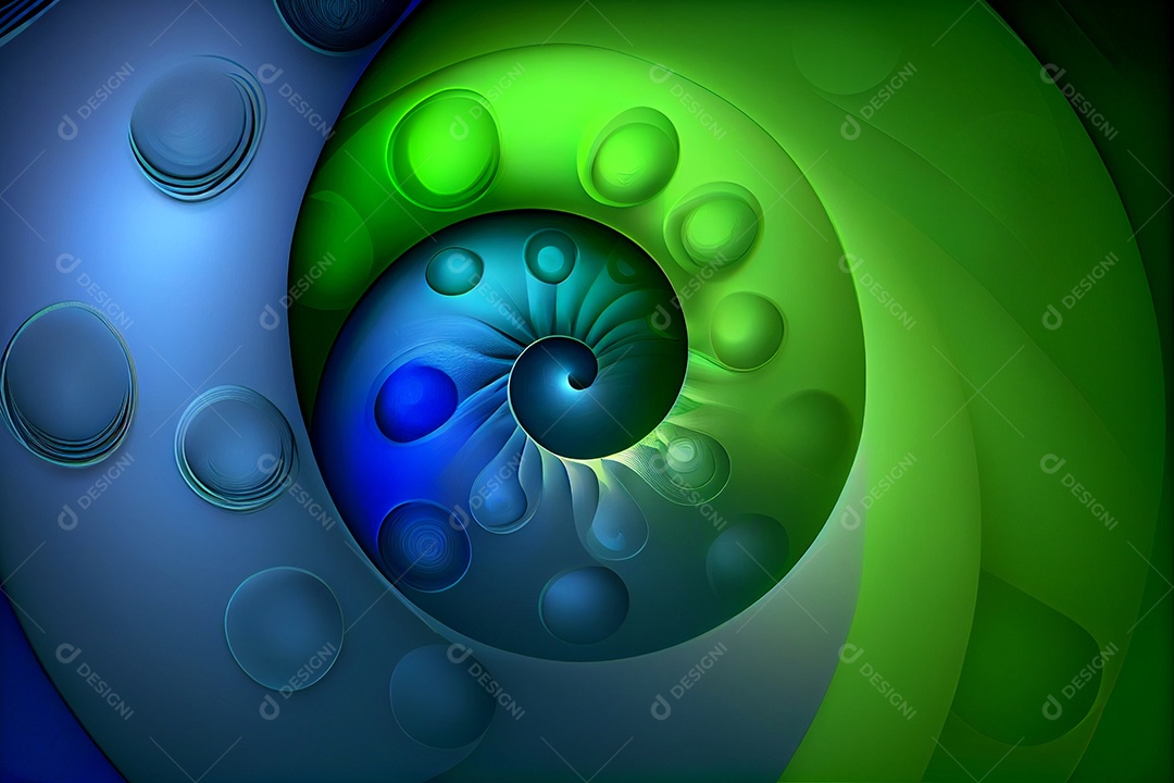 Ilustração espiral verde e azul
