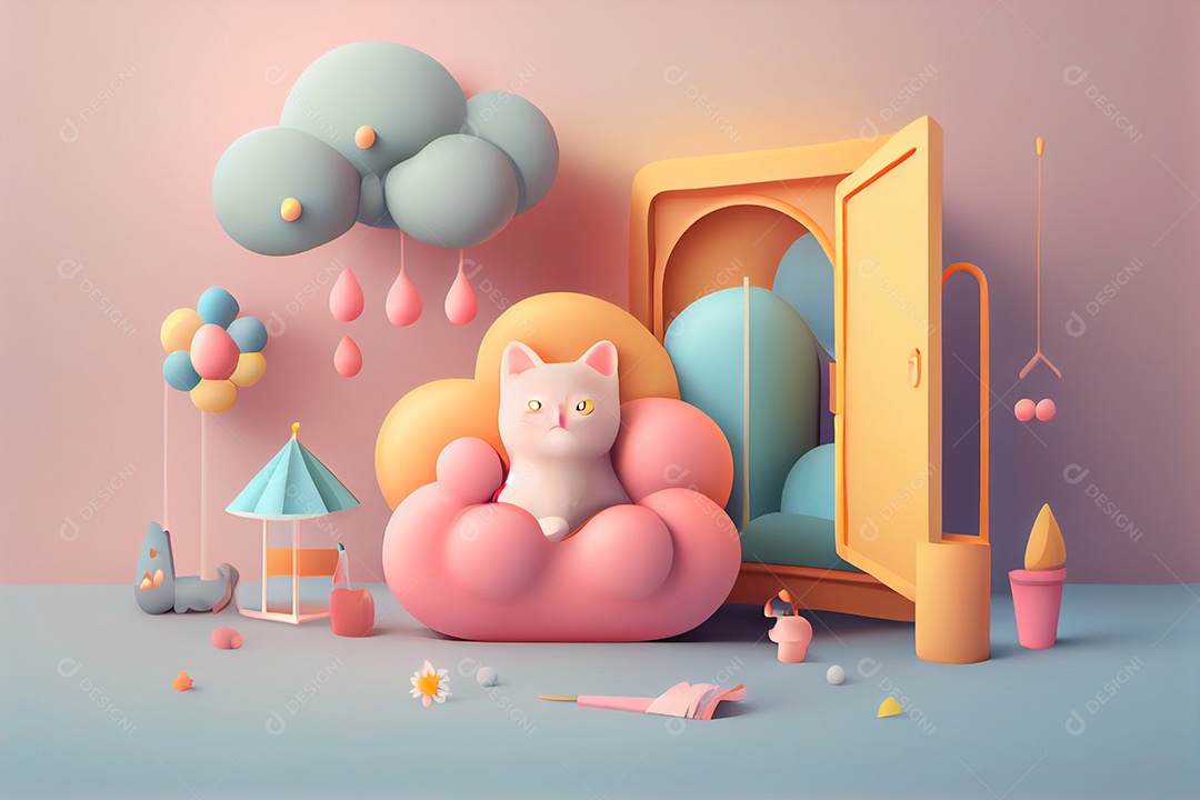 Lindo desenho animado de animal deitado dormindo feliz