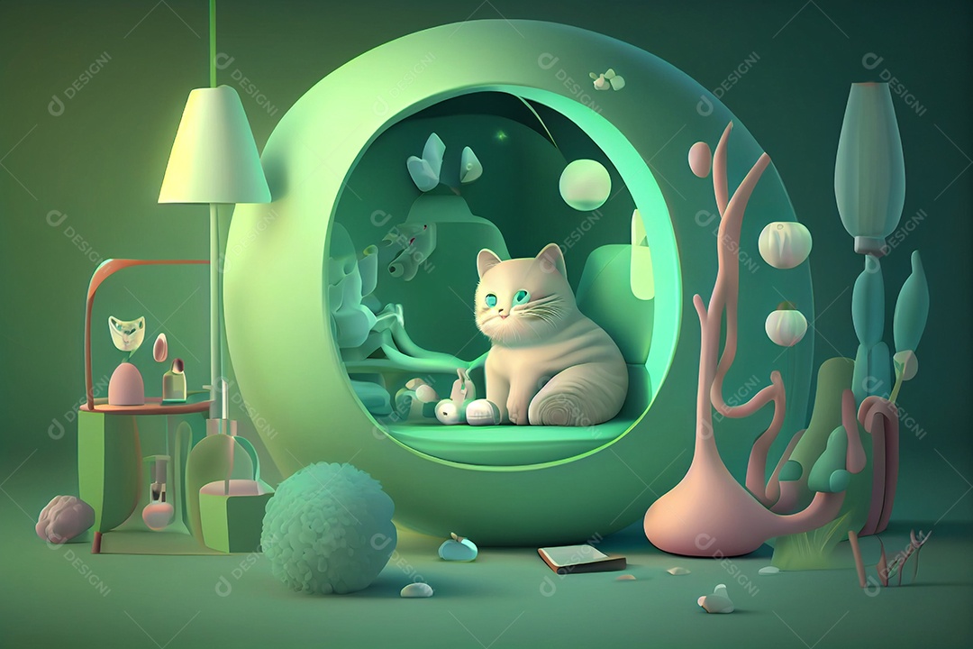 Lindo desenho animado de animal deitado dormindo feliz