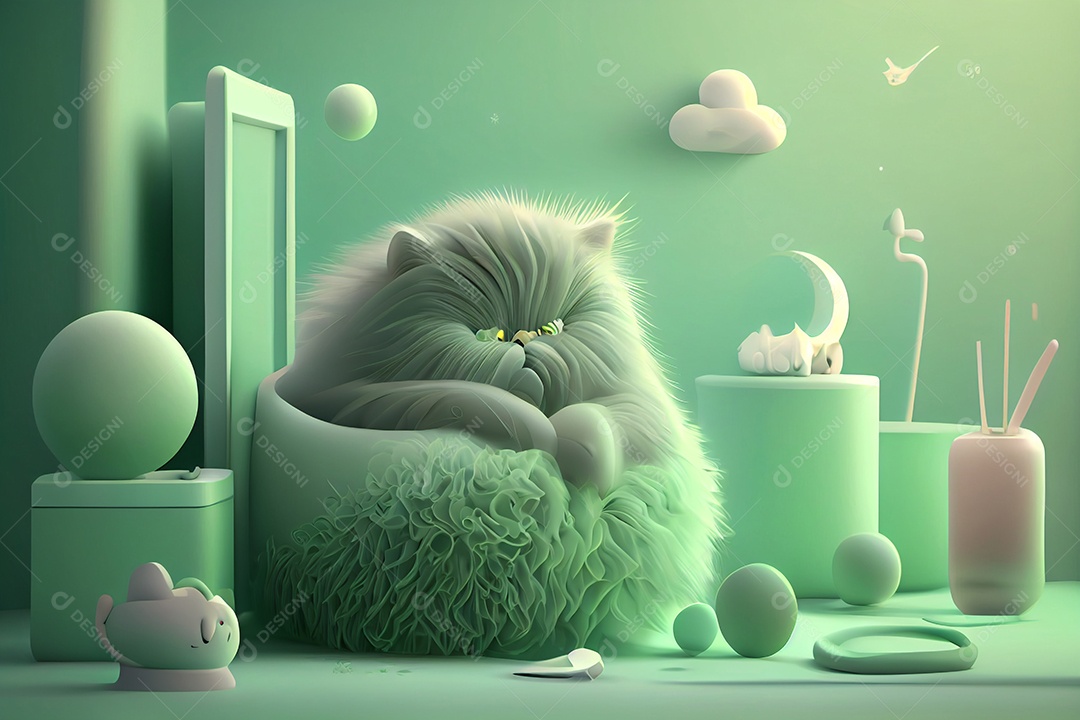 Lindo desenho animado de animal deitado dormindo feliz