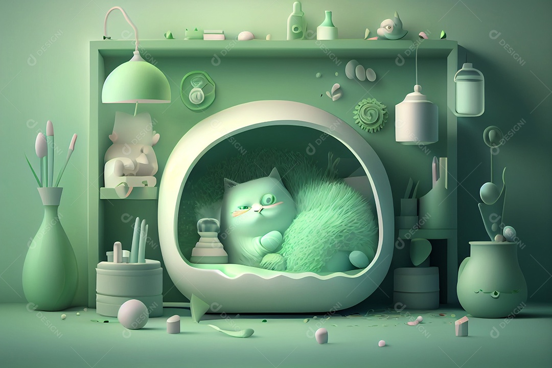 Lindo desenho animado de animal deitado dormindo feliz