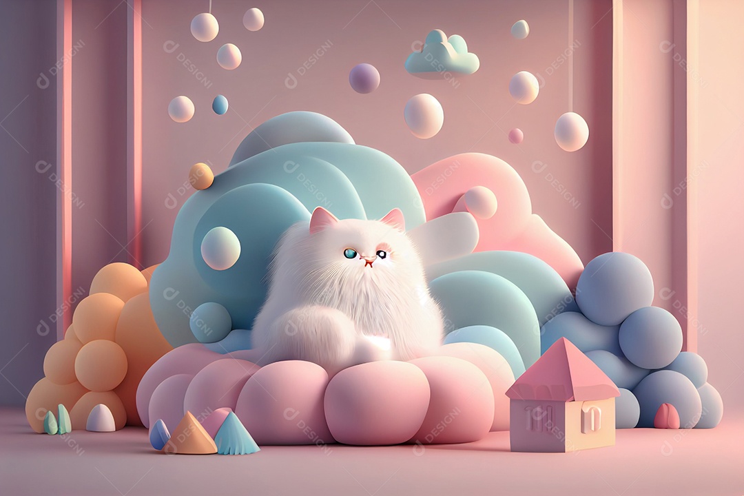 Lindo desenho animado de animal deitado dormindo feliz