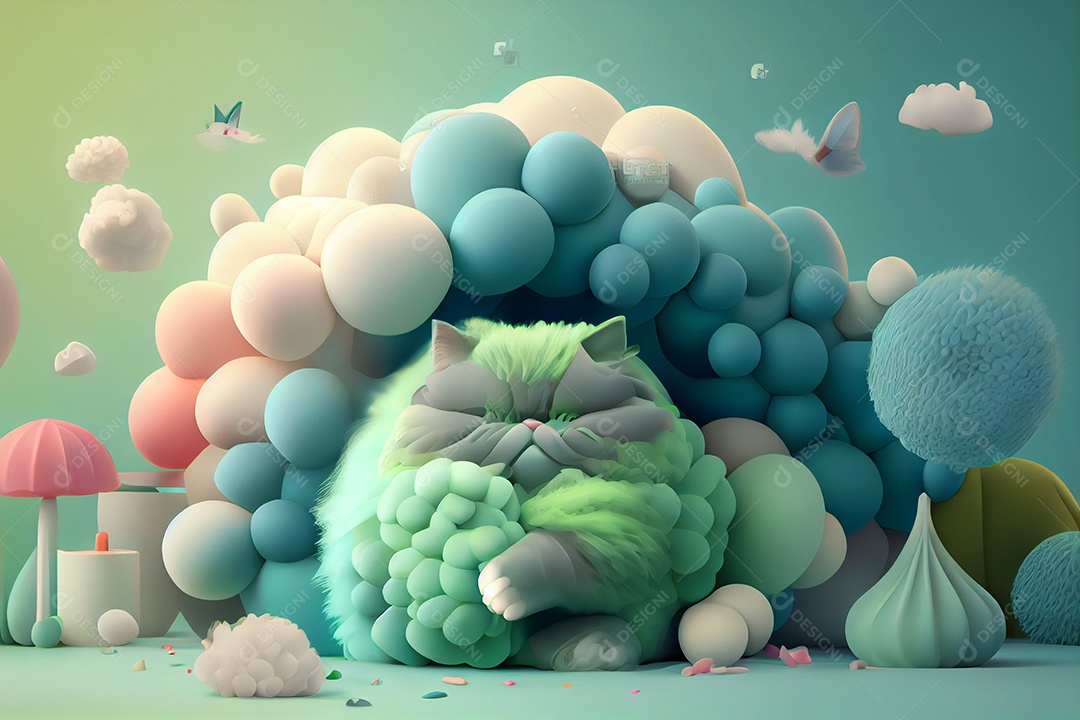 Lindo desenho animado de animal deitado dormindo feliz