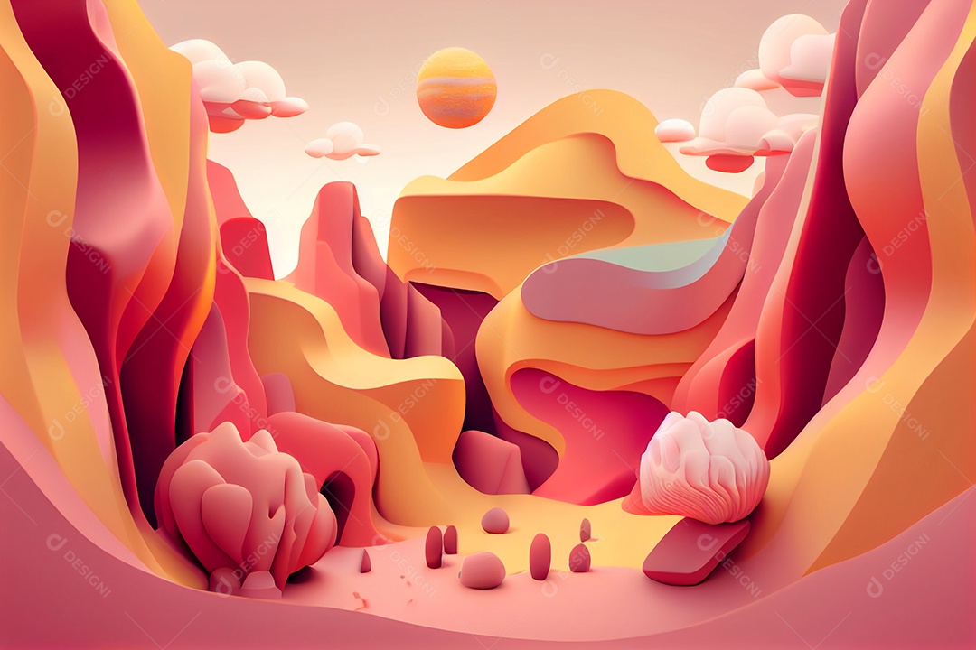 Desenho de montanhas penhasco linda paisagem