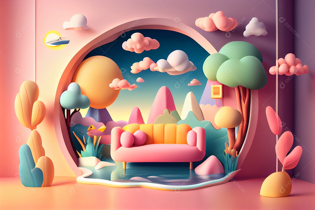 Desenho de montanhas penhasco linda paisagem