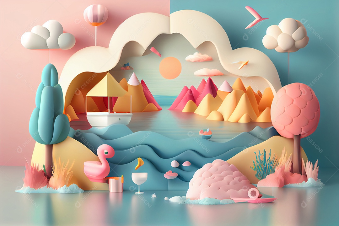 Desenho de montanhas penhasco linda paisagem