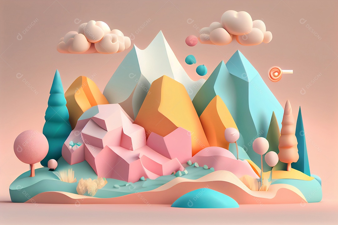 Desenho de montanhas penhasco linda paisagem