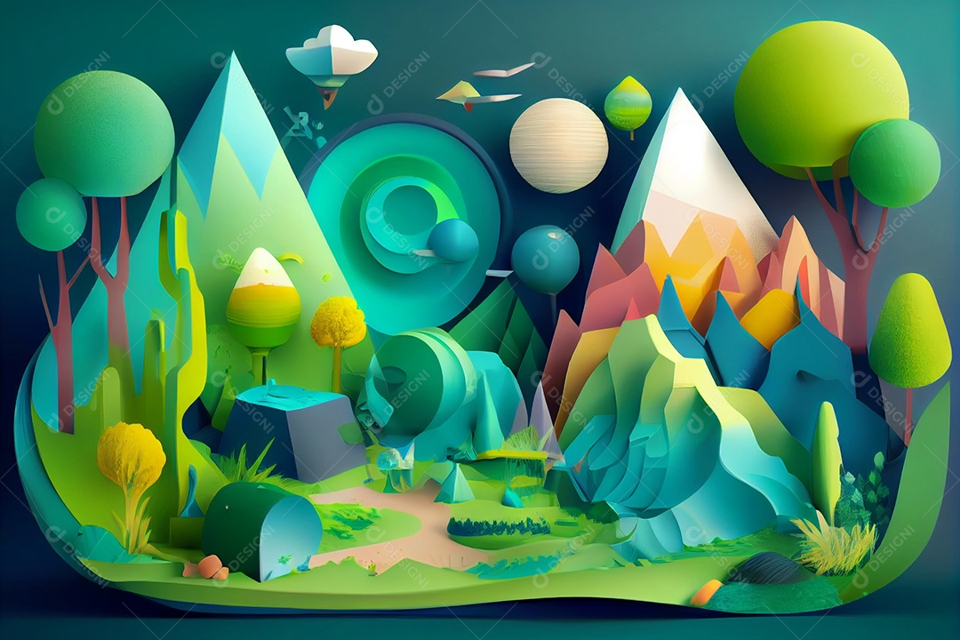 Desenho de montanhas penhasco linda paisagem