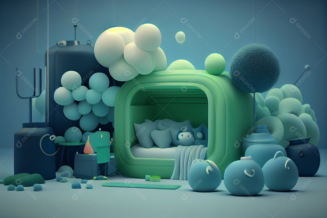 ilustração 3D de quarto