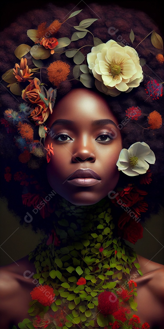 ilustração 3D mulher linda cabelo afro garota jovem