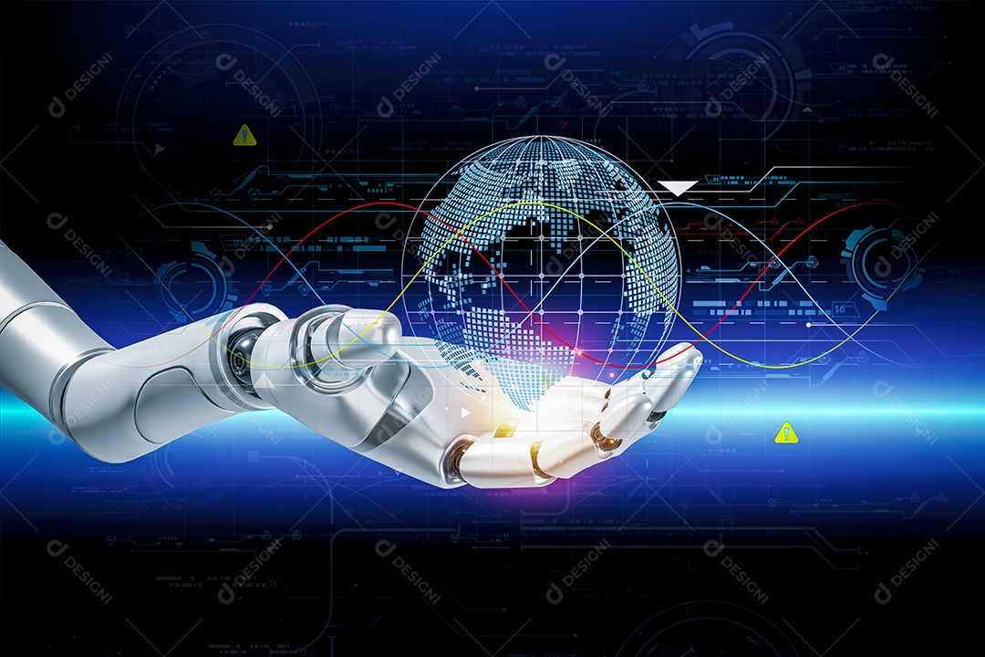 Inteligência artificial. IA de robô inteligente de tecnologia, inteligência artificial por meio de prompt de comando para gerar algo, transformação de tecnologia futurista.