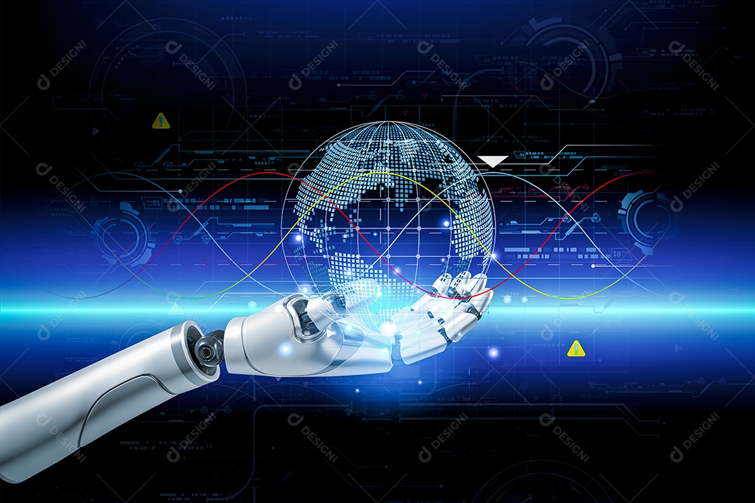 Inteligência artificial. IA de robô inteligente de tecnologia, inteligência artificial por meio de prompt de comando para gerar algo, transformação de tecnologia futurista.