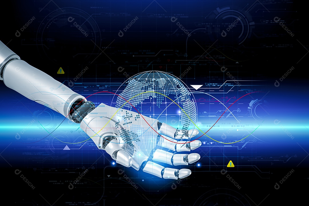 Inteligência artificial. IA de robô inteligente de tecnologia, inteligência artificial por meio de prompt de comando para gerar algo, transformação de tecnologia futurista.