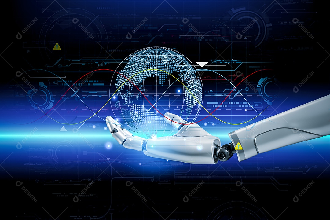 Inteligência artificial. IA de robô inteligente de tecnologia, inteligência artificial por meio de prompt de comando para gerar algo, transformação de tecnologia futurista.