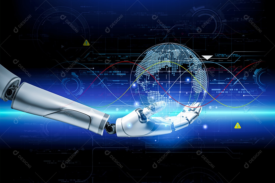 Inteligência artificial. IA de robô inteligente de tecnologia, inteligência artificial por meio de prompt de comando para gerar algo, transformação de tecnologia futurista.