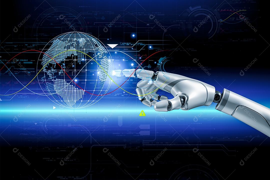 Inteligência artificial. IA de robô inteligente de tecnologia, inteligência artificial por meio de prompt de comando para gerar algo, transformação de tecnologia futurista.