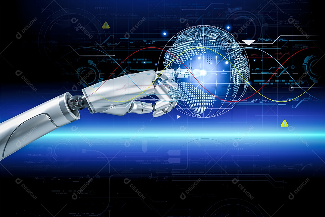 Inteligência artificial. IA de robô inteligente de tecnologia, inteligência artificial por meio de prompt de comando para gerar algo, transformação de tecnologia futurista.