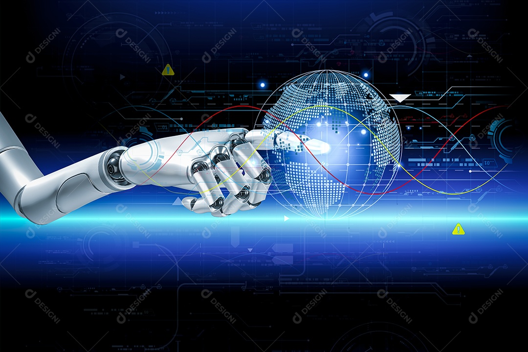 Inteligência artificial. IA de robô inteligente de tecnologia, inteligência artificial por meio de prompt de comando para gerar algo, transformação de tecnologia futurista.