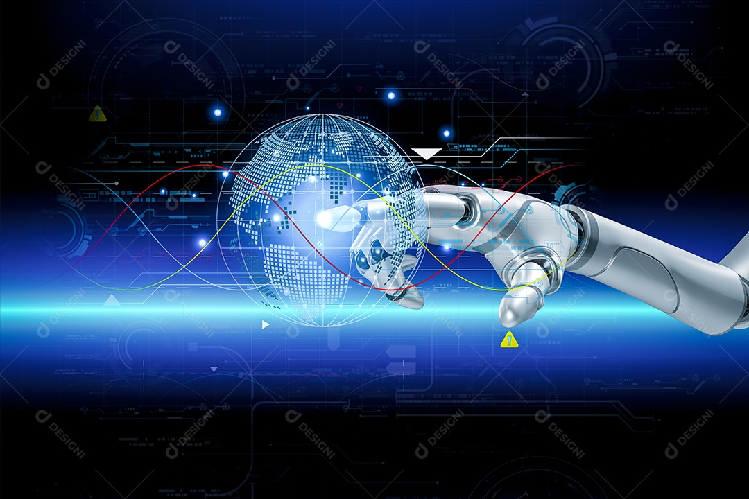 Inteligência artificial. IA de robô inteligente de tecnologia, inteligência artificial por meio de prompt de comando para gerar algo, transformação de tecnologia futurista.