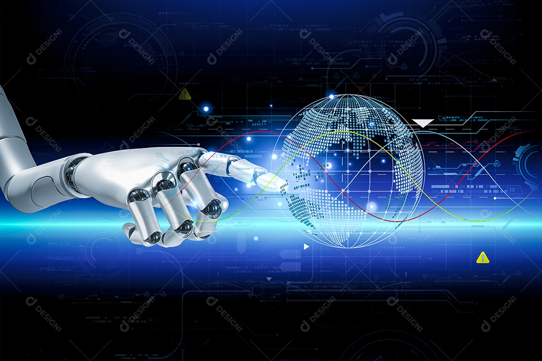 Inteligência artificial. IA de robô inteligente de tecnologia, inteligência artificial por meio de prompt de comando para gerar algo, transformação de tecnologia futurista.