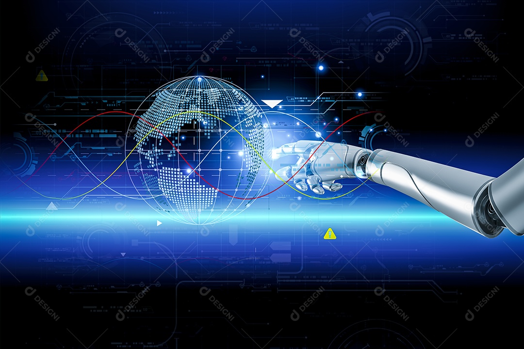 Inteligência artificial. IA de robô inteligente de tecnologia, inteligência artificial por meio de prompt de comando para gerar algo, transformação de tecnologia futurista.