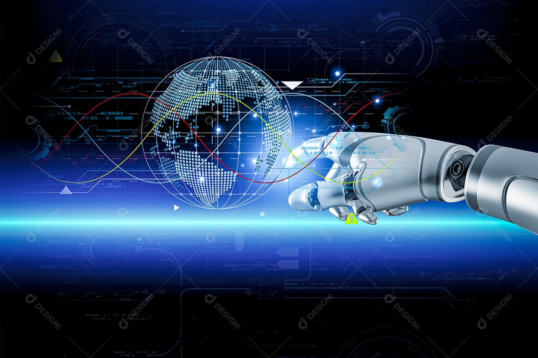 Inteligência artificial. IA de robô inteligente de tecnologia, inteligência artificial por meio de prompt de comando para gerar algo, transformação de tecnologia futurista.