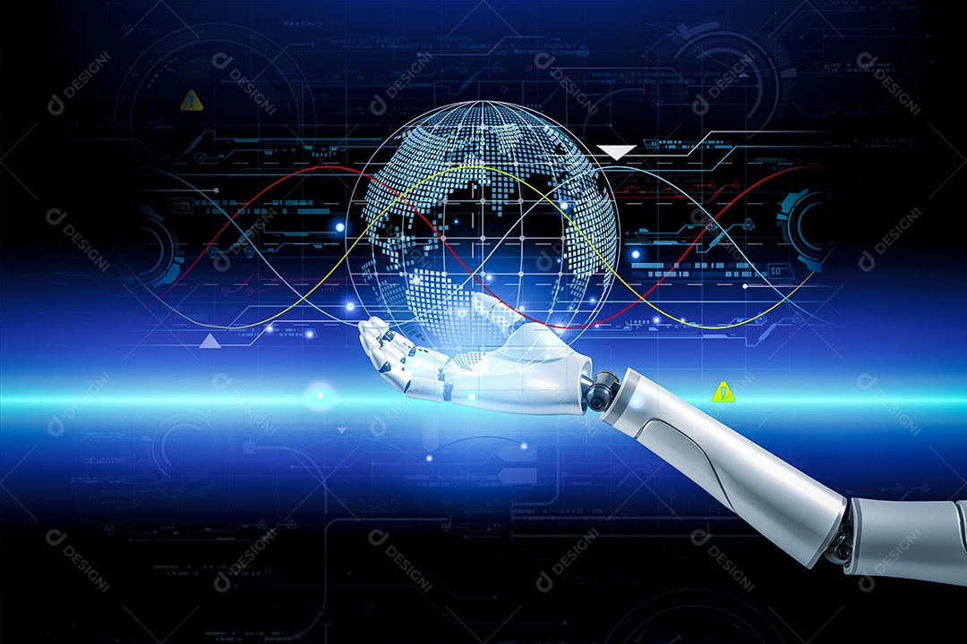 Inteligência artificial. IA de robô inteligente de tecnologia, inteligência artificial por meio de prompt de comando para gerar algo, transformação de tecnologia futurista.