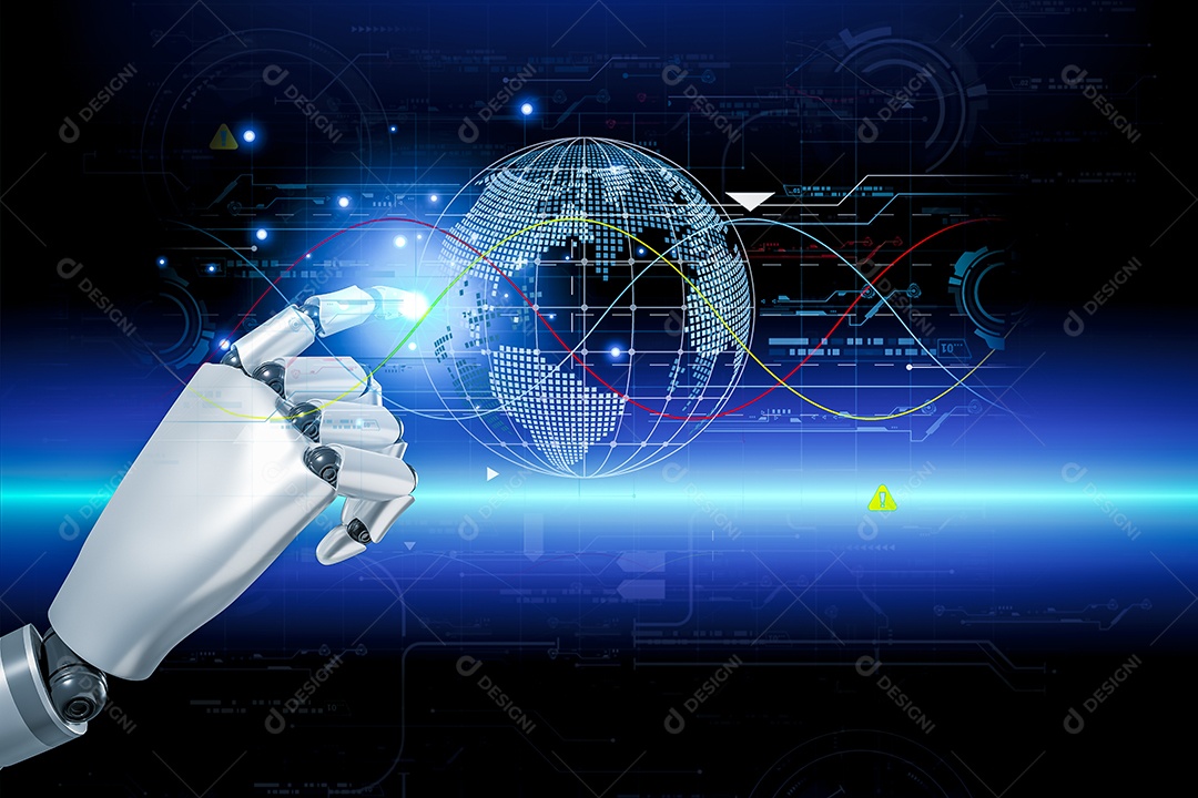 Inteligência artificial. IA de robô inteligente de tecnologia, inteligência artificial por meio de prompt de comando para gerar algo, transformação de tecnologia futurista.