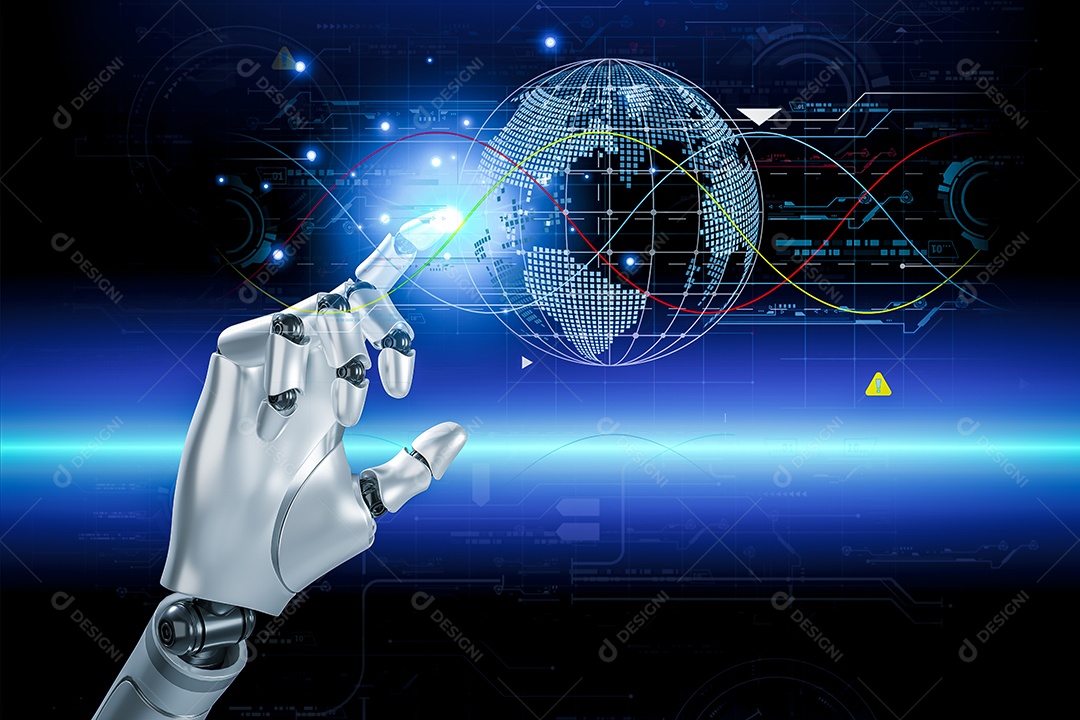 Inteligência artificial. IA de robô inteligente de tecnologia, inteligência artificial por meio de prompt de comando para gerar algo, transformação de tecnologia futurista.