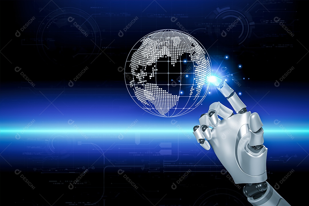 Inteligência artificial. IA de robô inteligente de tecnologia, inteligência artificial por meio de prompt de comando para gerar algo, transformação de tecnologia futurista.