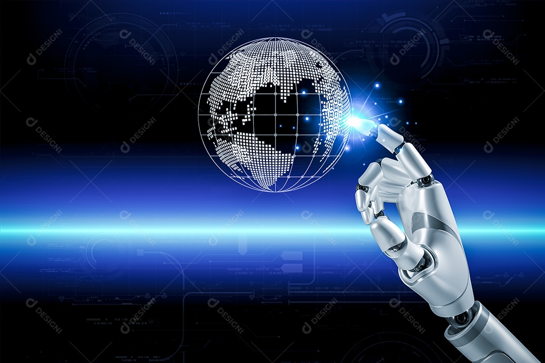 Inteligência artificial. IA de robô inteligente de tecnologia, inteligência artificial por meio de prompt de comando para gerar algo, transformação de tecnologia futurista.