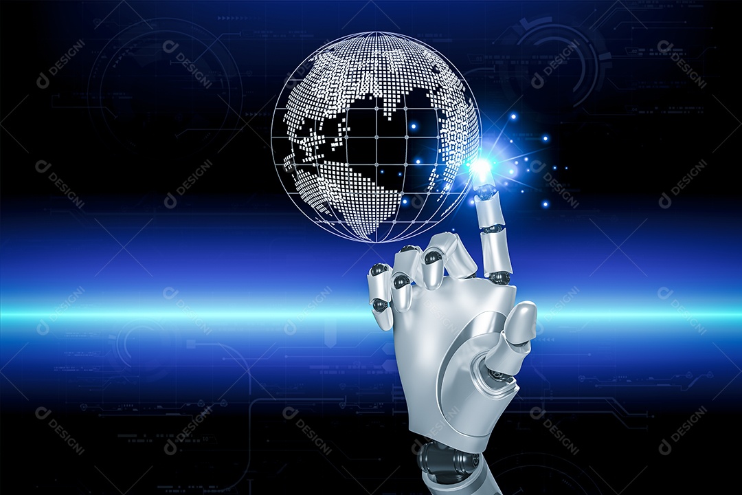 Inteligência artificial. IA de robô inteligente de tecnologia, inteligência artificial por meio de prompt de comando para gerar algo, transformação de tecnologia futurista.