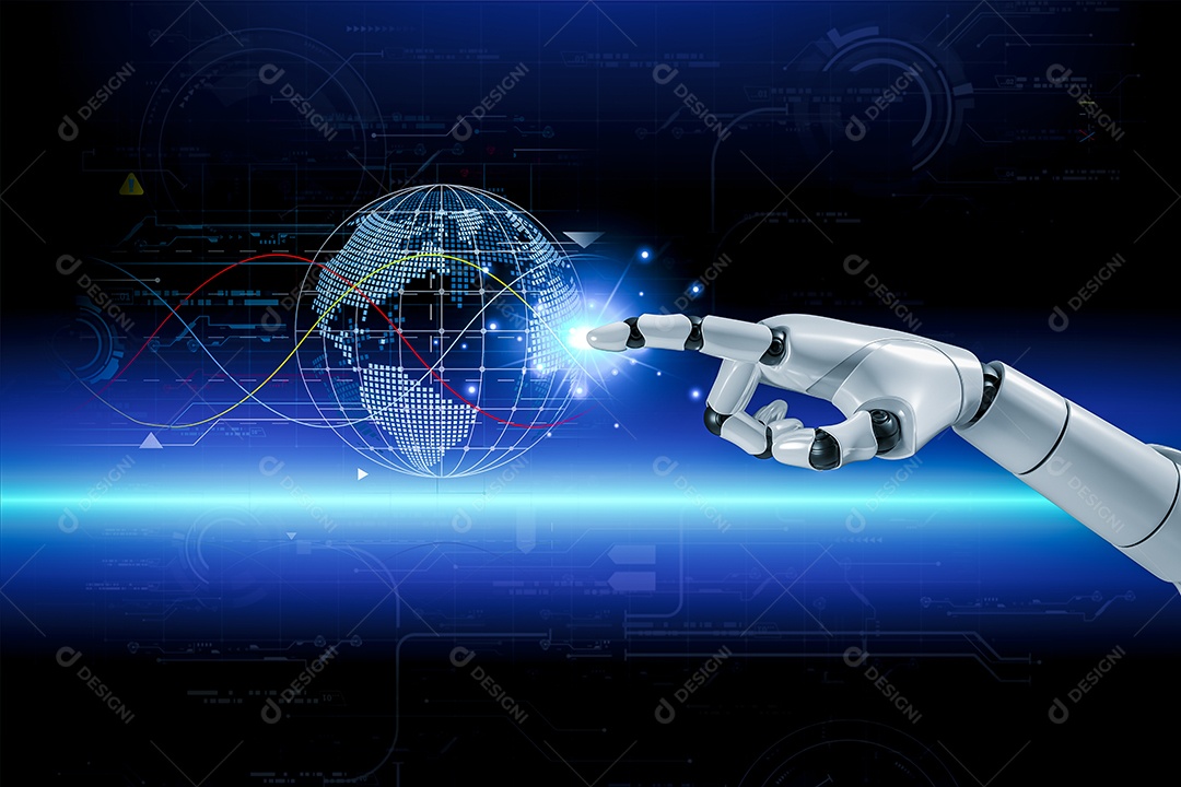 Inteligência artificial. IA de robô inteligente de tecnologia, inteligência artificial por meio de prompt de comando para gerar algo, transformação de tecnologia futurista.