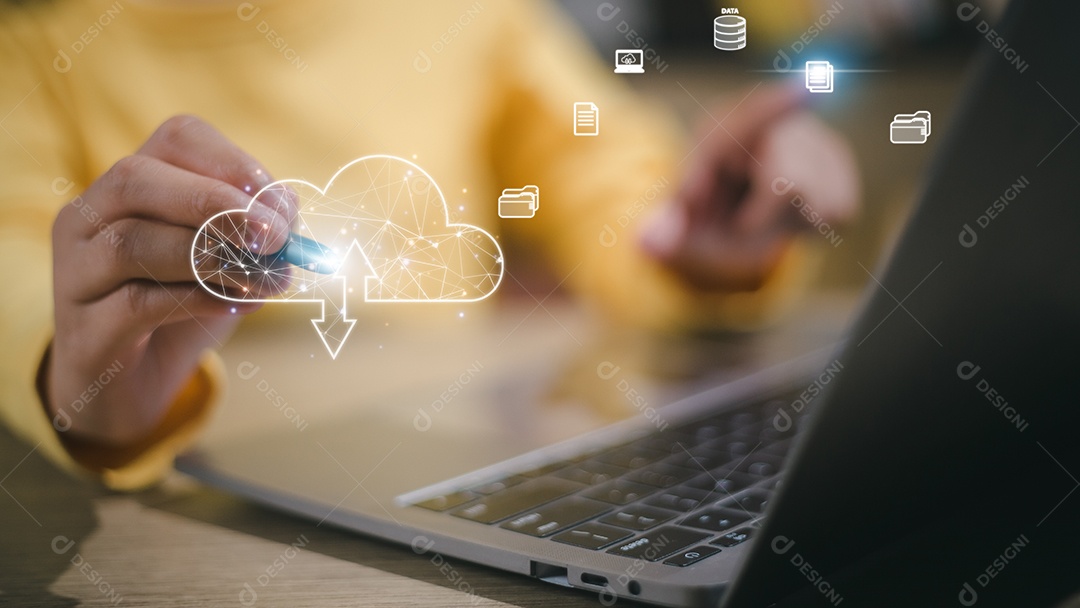 Carregar documentos da pasta. Abra a pasta Arquivo com documentos em branco voadores. Backup de transferência de dados, compartilhamento de arquivos, conceito de transferência de documentos