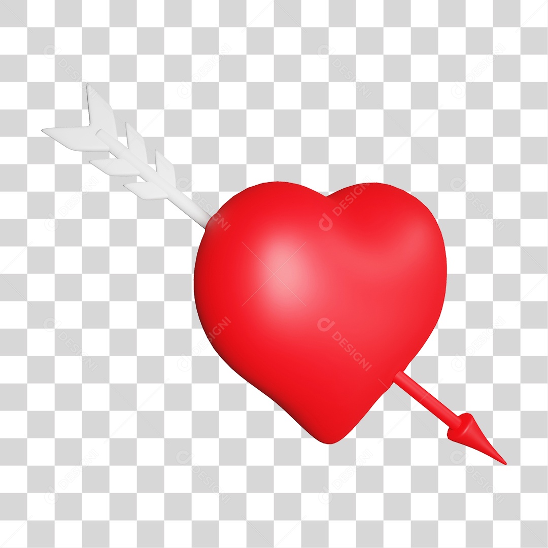 Coração com Flecha Atravessado PNG Transparente