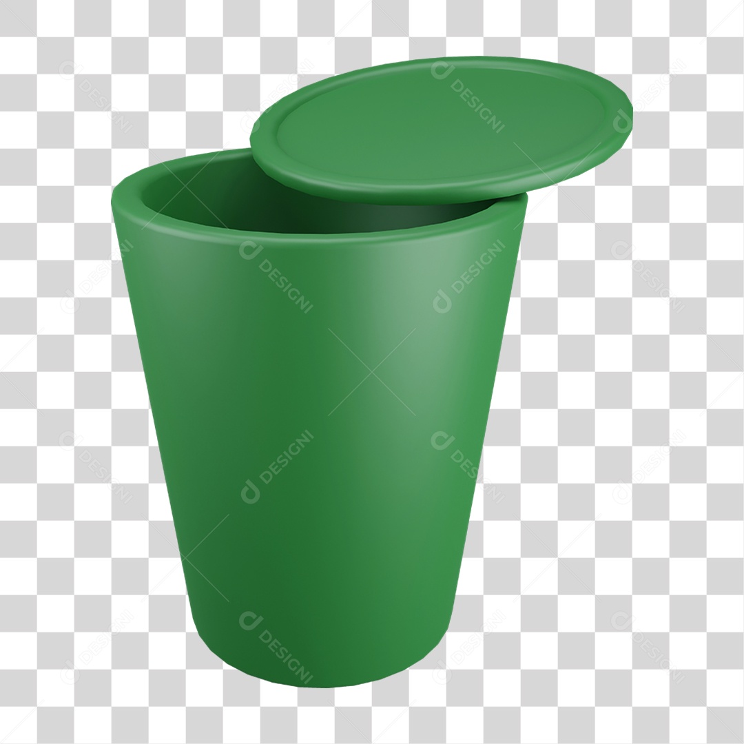 Cesta de Lixo Verde PNG Transparente