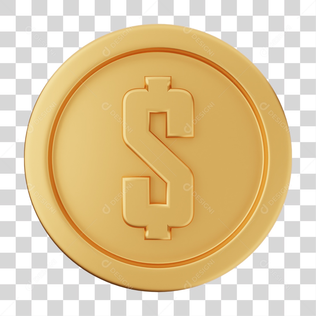 Elemento 3D Moeda Dólar Dinheiro PNG Transparente