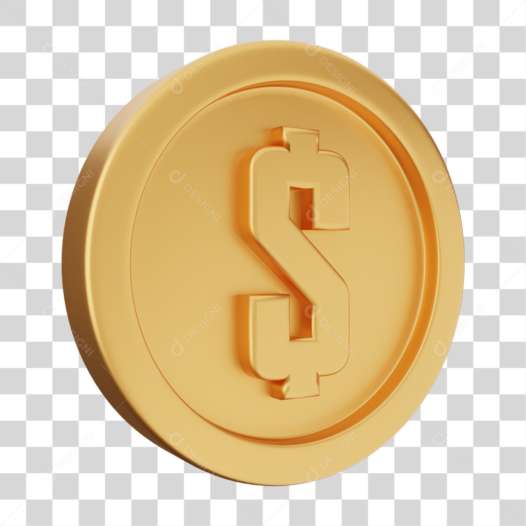 Elemento 3D Moeda Dólar Dinheiro PNG Transparente