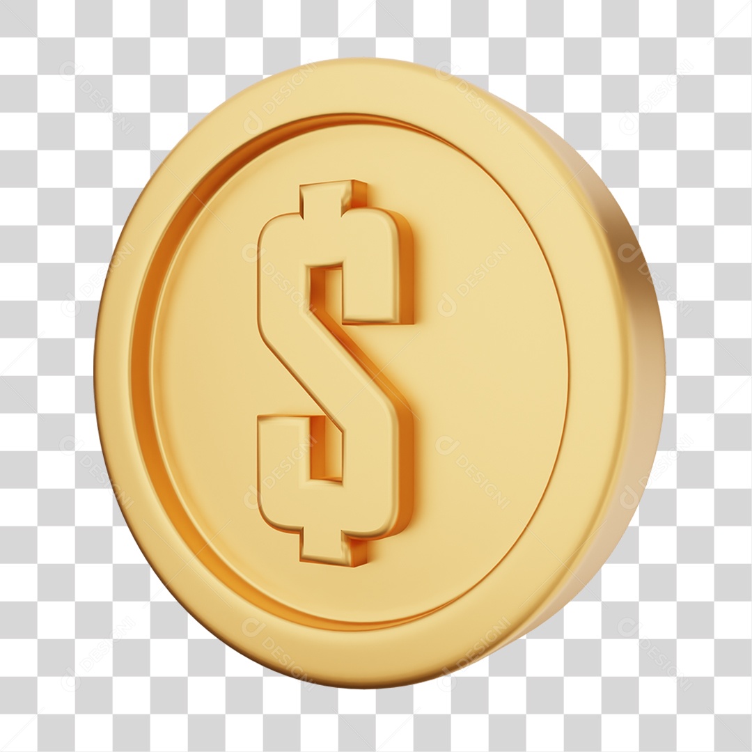Elemento 3D Moeda Dólar Dinheiro PNG Transparente