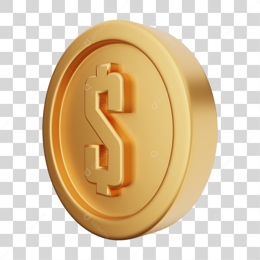 Elemento 3D Moeda Dólar Dinheiro PNG Transparente